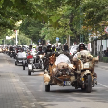 Szebbnél szebb oldalkocsis motorok a Kossuth utcán